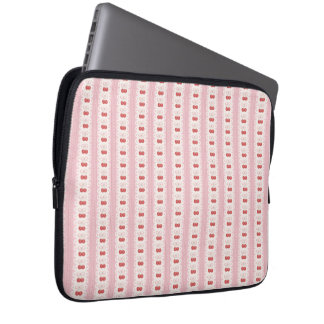 Preppy Cherry Stripes - Pink and Off White Laptop Sleeve