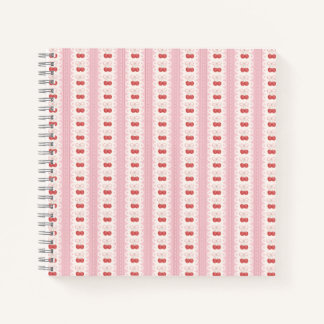 Preppy Cherry Stripes - Pink and Off White Notebook