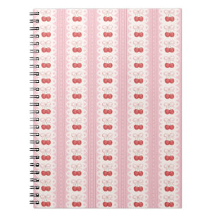 Preppy Cherry Stripes - Pink and Off White Notebook
