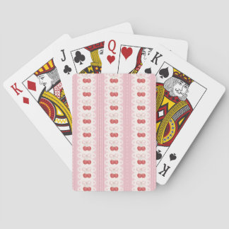 Preppy Cherry Stripes - Pink and Off White Playing Cards