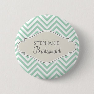 Preppy Chevron Stripe Modern Monogrammed Name 6 Cm Round Badge