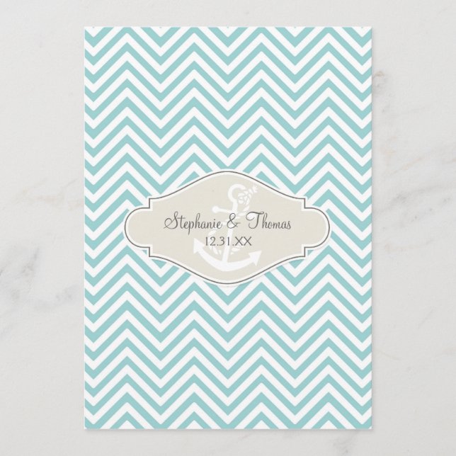 Preppy Chevron Stripe Modern Monogrammed Name Menu (Front)