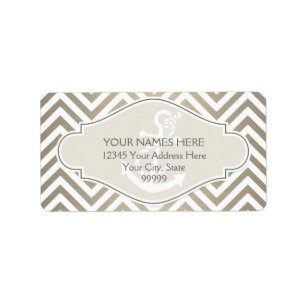 Preppy Chevron Stripe Modern Nautical Anchor Label