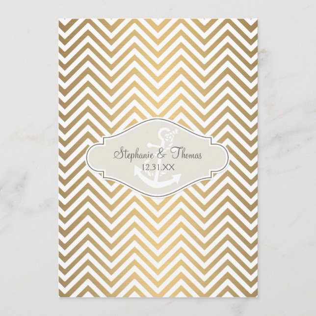 Preppy Chevron Stripe Modern Nautical Anchor Menu (Front)