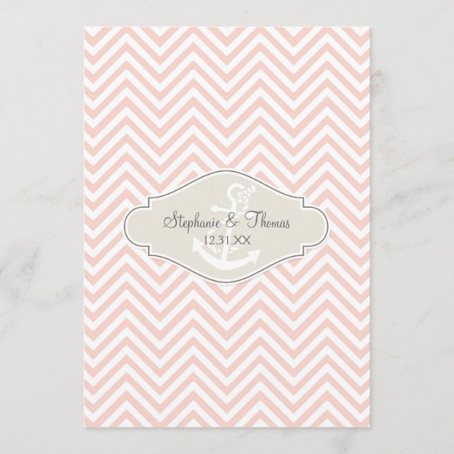 Preppy Chevron Stripe Modern Nautical Anchor Menu (Front)