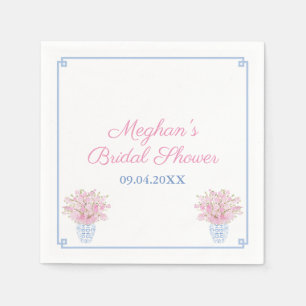 Preppy Chic Blue And Pink Bridal Shower Napkin