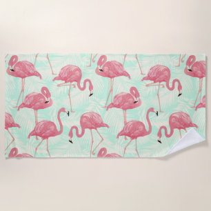 Preppy Chic Elegant Pink Flamingo Pattern Beach Towel