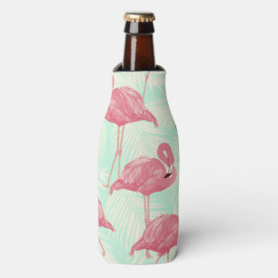 Preppy Chic Elegant Pink Flamingo Pattern Bottle Cooler