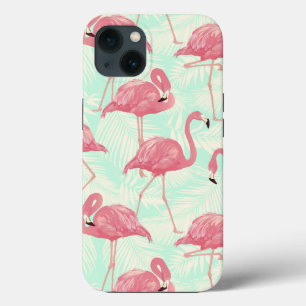 Preppy Chic Elegant Pink Flamingo Pattern iPhone 13 Case