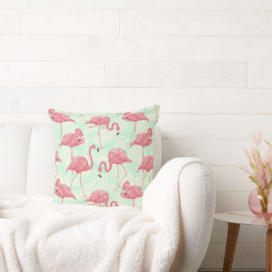 Preppy Chic Elegant Pink Flamingo Pattern Cushion