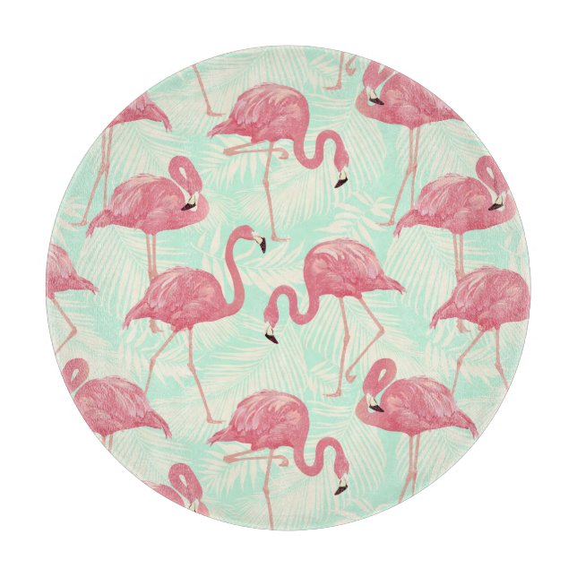 Preppy Chic Elegant Pink Flamingo Pattern Cutting Board (Front)