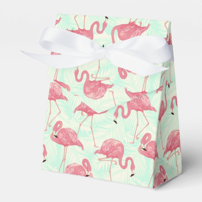 Preppy Chic Elegant Pink Flamingo Pattern Favour Box (Front Side)