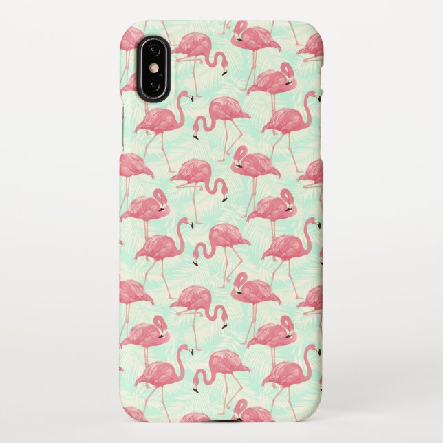 Preppy Chic Elegant Pink Flamingo Pattern iPhone Case (Back)
