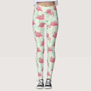 Preppy Chic Elegant Pink Flamingo Pattern Leggings