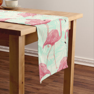 Preppy Chic Elegant Pink Flamingo Pattern Medium Table Runner