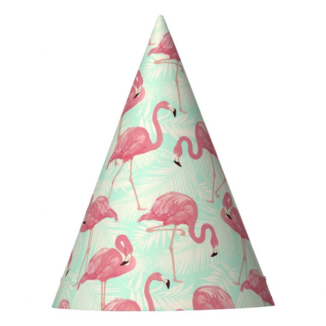 Preppy Chic Elegant Pink Flamingo Pattern Party Hat (Front)