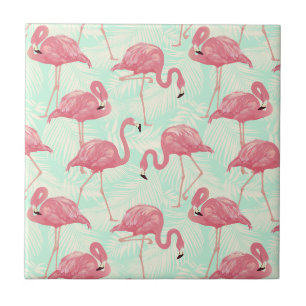 Preppy Chic Elegant Pink Flamingo Pattern Tile
