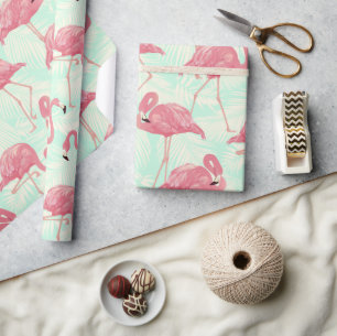 Preppy Chic Elegant Pink Flamingo Pattern Wrapping Paper