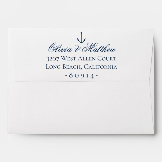 Preppy Chic Nautical Personalised Return Address Envelope (Back (Top Flap))