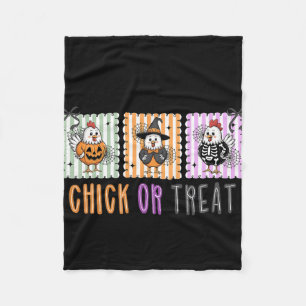 Preppy Chicken Halloween Chick Or Treat Funny Wome Fleece Blanket
