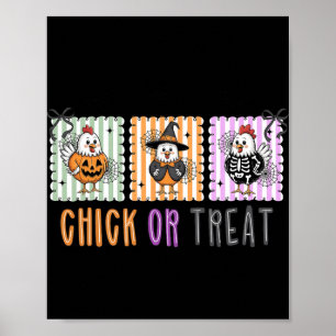 Preppy Chicken Halloween Chick Or Treat Funny Wome Poster