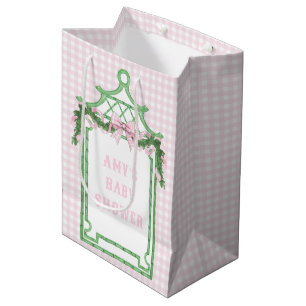Preppy Chinoiserie Christmas Pagoda Baby Shower Medium Gift Bag