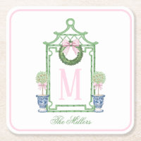Preppy Chinoiserie Christmas Pagoda Monogram 