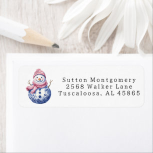 Preppy Chinoiserie Christmas Snowman Address