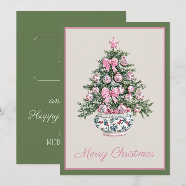 Preppy Chinoiserie Christmas Tree Gift Card Holder (Front/Back)