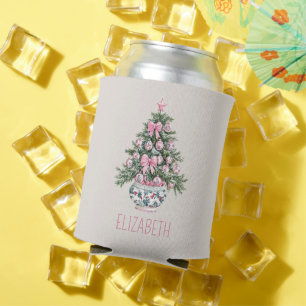 Preppy Chinoiserie Christmas Tree Personalised Can Cooler