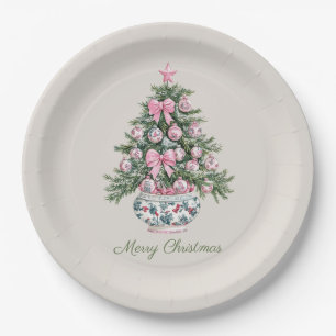 Preppy Chinoiserie Christmas Tree Personalized Paper Plate