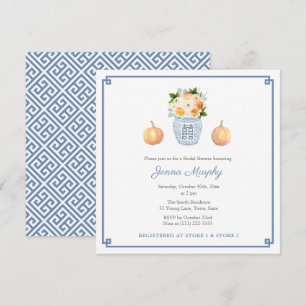 Preppy Chinoiserie Fall Flowers Bridal Shower Invitation