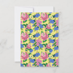 Preppy Chinoiserie Floral Blank Note Card