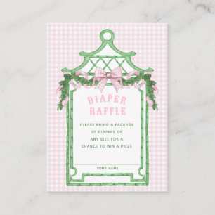 Preppy Chinoiserie Pagoda Diaper Raffle Enclosure Card