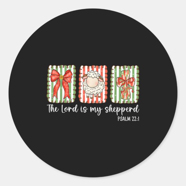 Preppy Christian Bible Verse The Lord Is My Shephe Classic Round Sticker (Front)