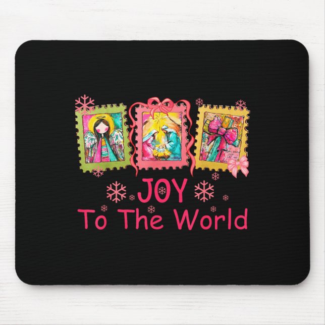 Preppy Christian Christmas Joy Coquette Jesus Nati Mouse Mat (Front)