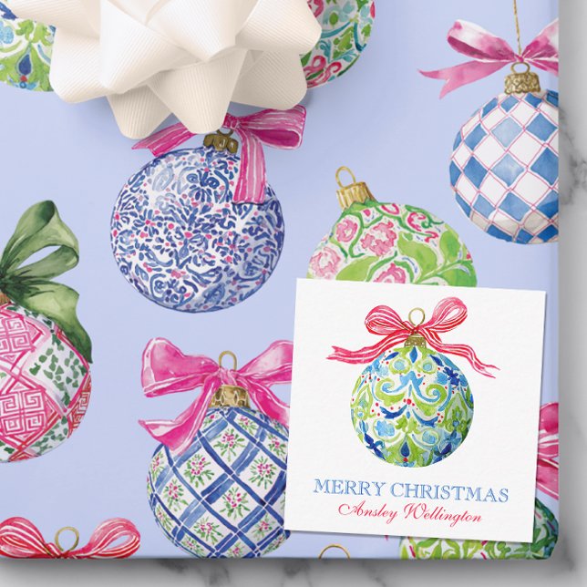 Preppy Christmas Baubles Ornaments Card (Creator Uploaded)