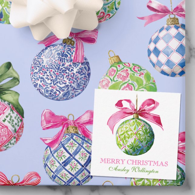 Preppy Christmas Baubles Ornaments Card (Creator Uploaded)