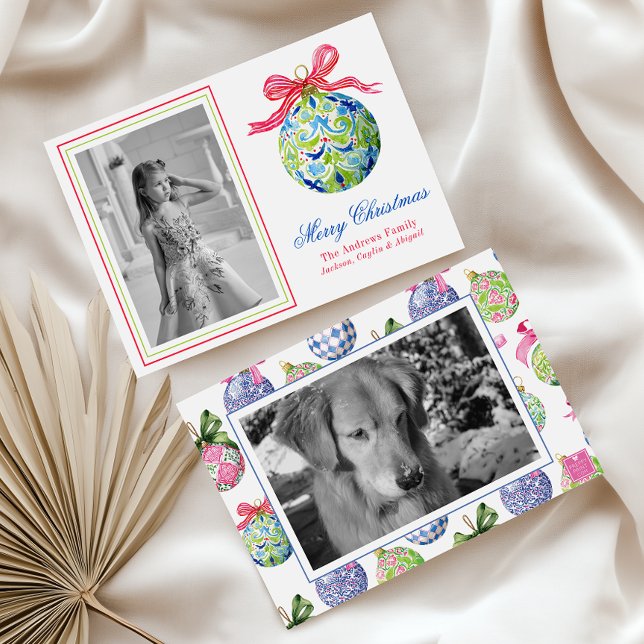 Preppy Christmas Baubles Ornaments Photo Holiday (Creator Uploaded)