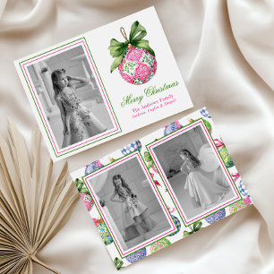 Preppy Christmas Baubles Ornaments Photo Holiday