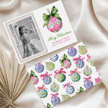 Preppy Christmas Baubles Ornaments Photo Holiday