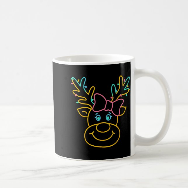 Preppy Christmas Coquette Bow Reindeer Family Matc Coffee Mug (Right)