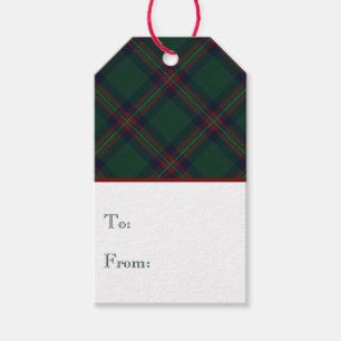 Preppy Christmas Dark Green Plaid Wrapping Paper Gift Tags