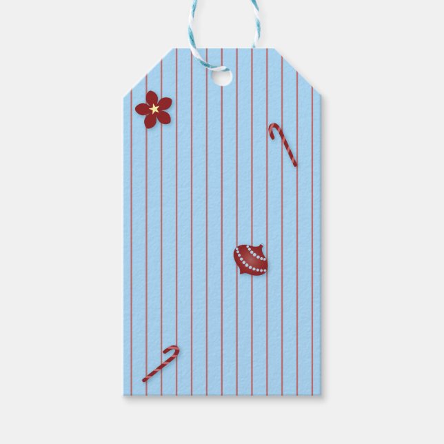 Preppy Christmas Pinstripe Gift Tags (Front)