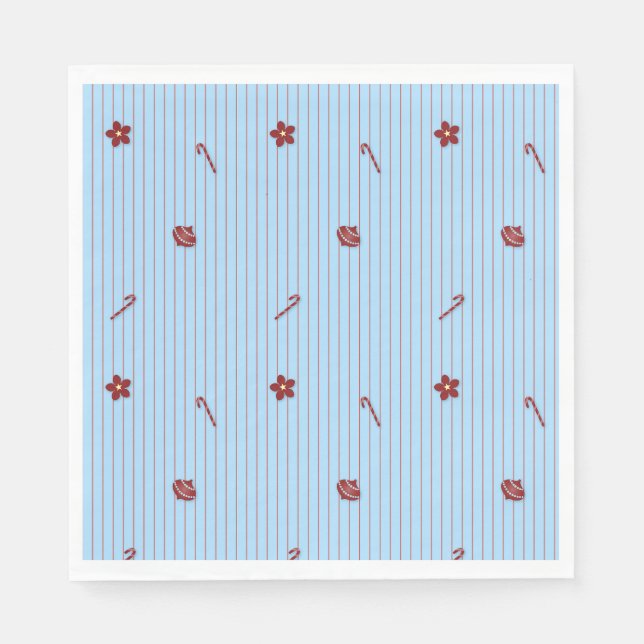 Preppy Christmas Pinstripe Napkin (Front)