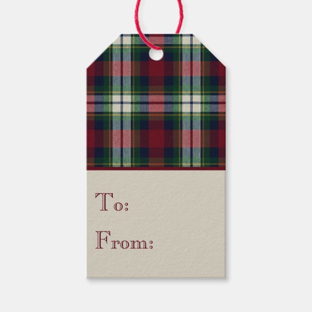 Preppy Christmas Plaid Gift Tags (Front)