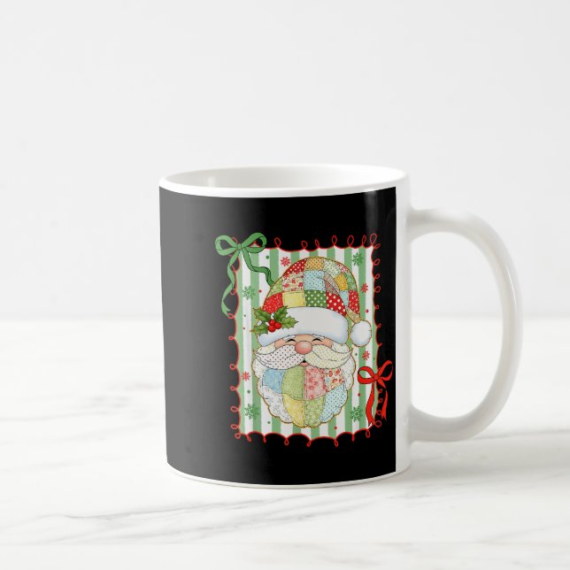 Preppy Christmas Santa Claus Patchwork Xmas Women  Coffee Mug (Right)
