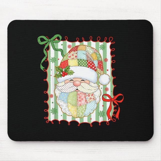 Preppy Christmas Santa Claus Patchwork Xmas Women  Mouse Mat (Front)