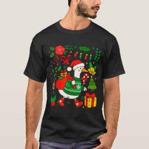 Preppy Christmas Santa Gooses Bow Xmas Tree Funny  T-Shirt