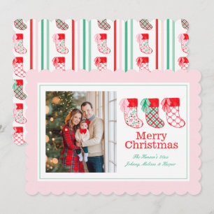 Preppy Christmas Stockings Christmas Holiday Card